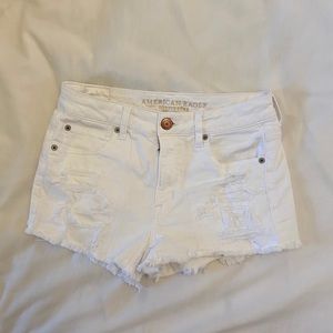 AMERICAN EAGLE White Festival Denim Shorts
